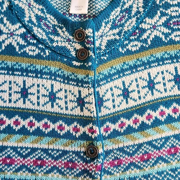 CJ BANKS fair aisle cotton knit button down sweater. Size X. - Picture 4 of 7